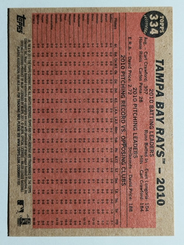 2011 Topps Heritage #334 Tampa Bay Rays