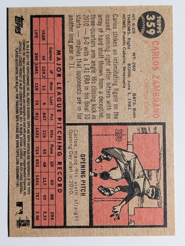 2011 Topps Heritage #359 Carlos Zambrano