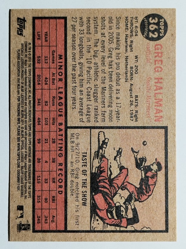 2011 Topps Heritage #362 Greg Halman RC