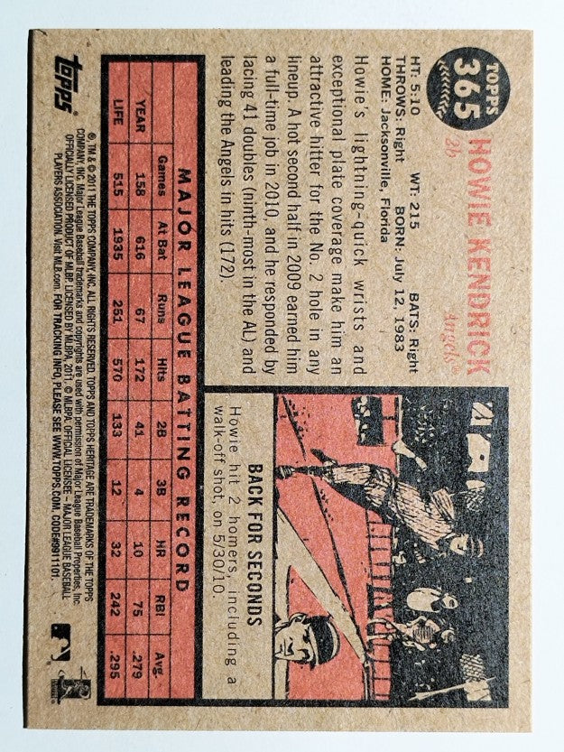 2011 Topps Heritage #365 Howie Kendrick