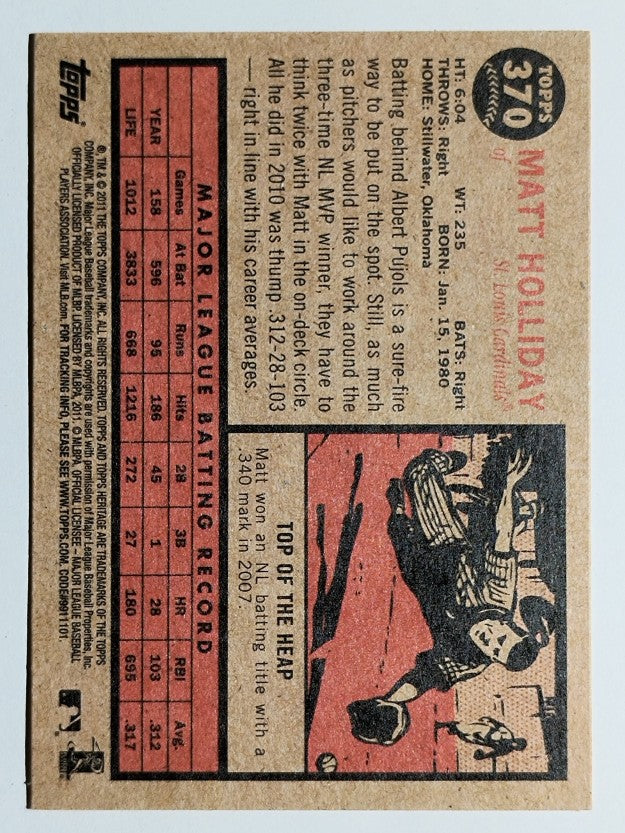 2011 Topps Heritage #370 Matt Holliday