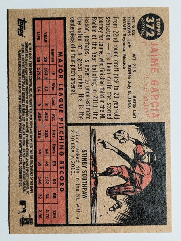 2011 Topps Heritage #372 Jaime Garcia