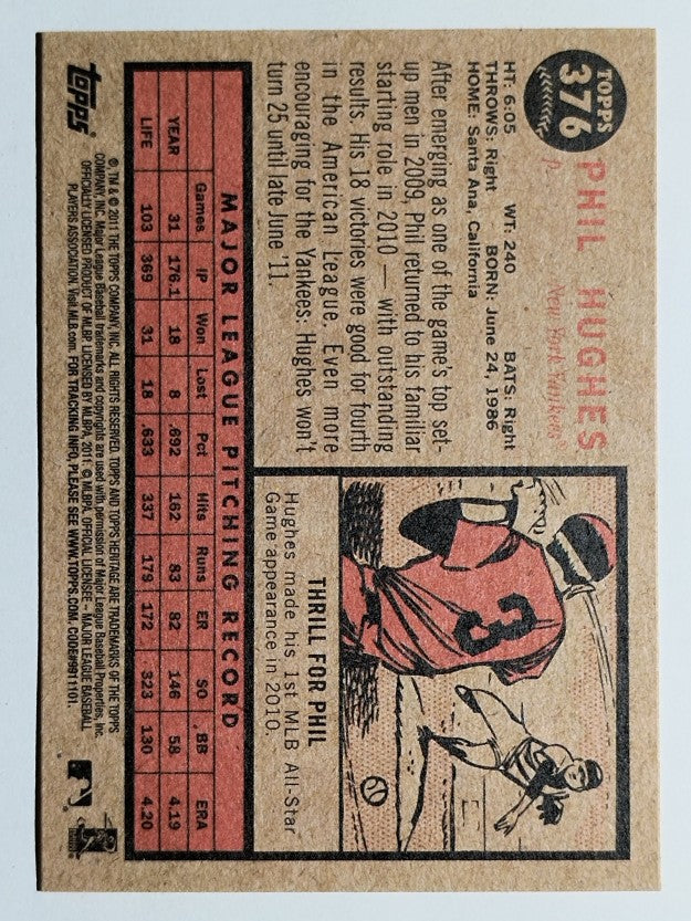 2011 Topps Heritage #376 Phil Hughes