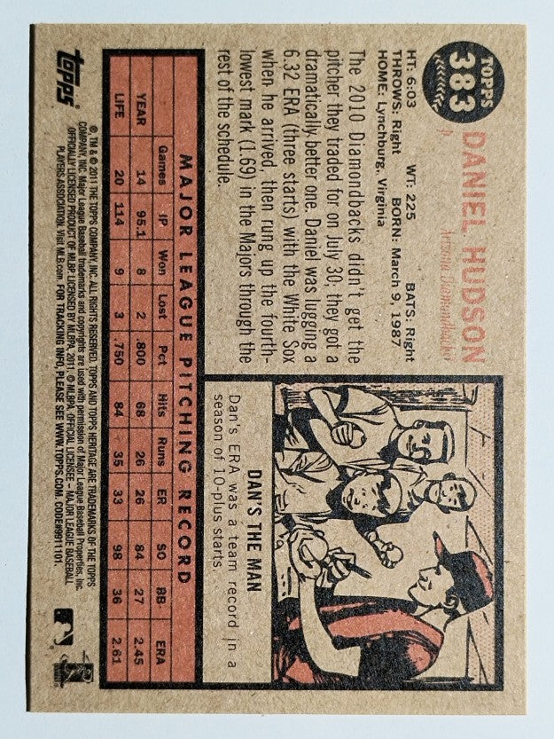 2011 Topps Heritage #383 Daniel Hudson