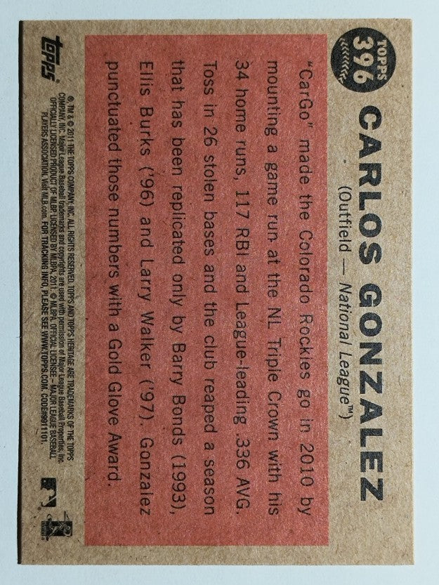 2011 Topps Heritage #396 Carlos Gonzalez AS