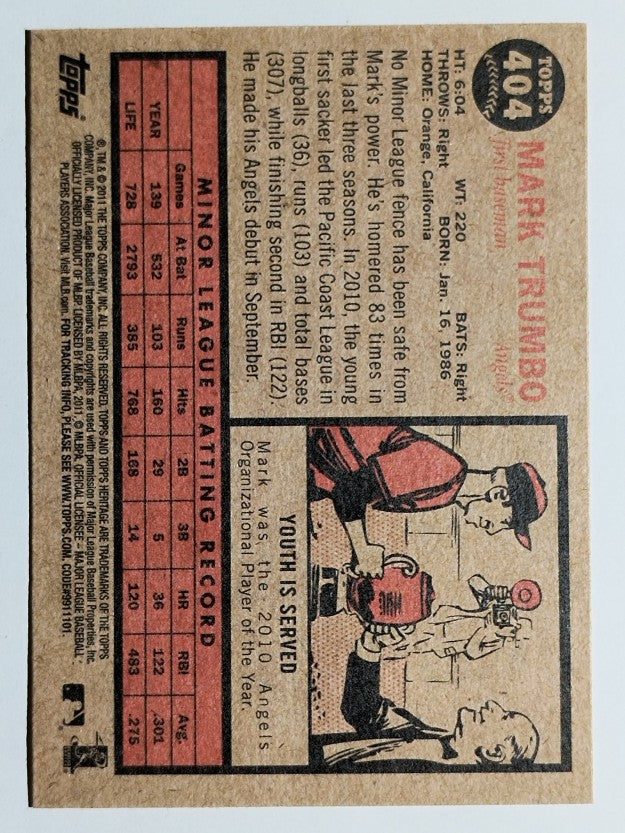 2011 Topps Heritage #404 Mark Trumbo