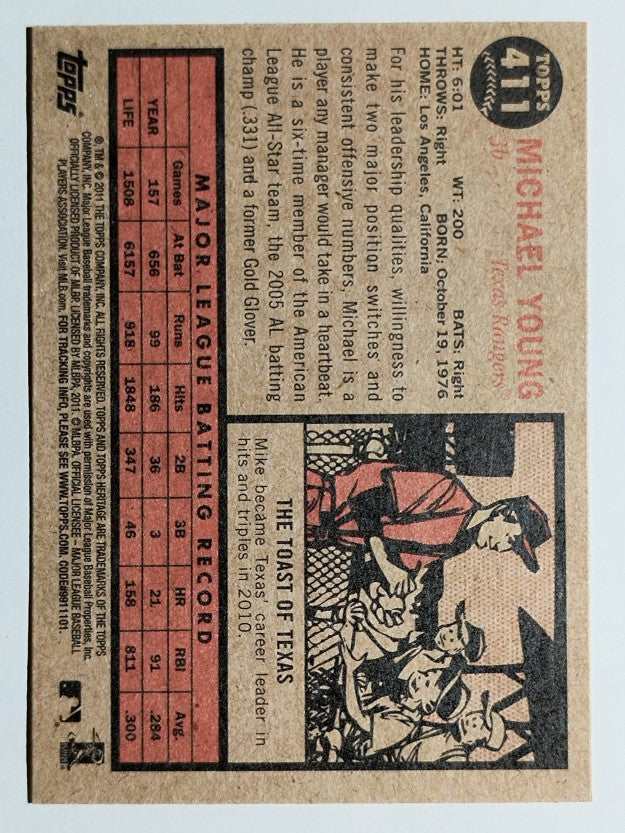 2011 Topps Heritage #411 Michael Young