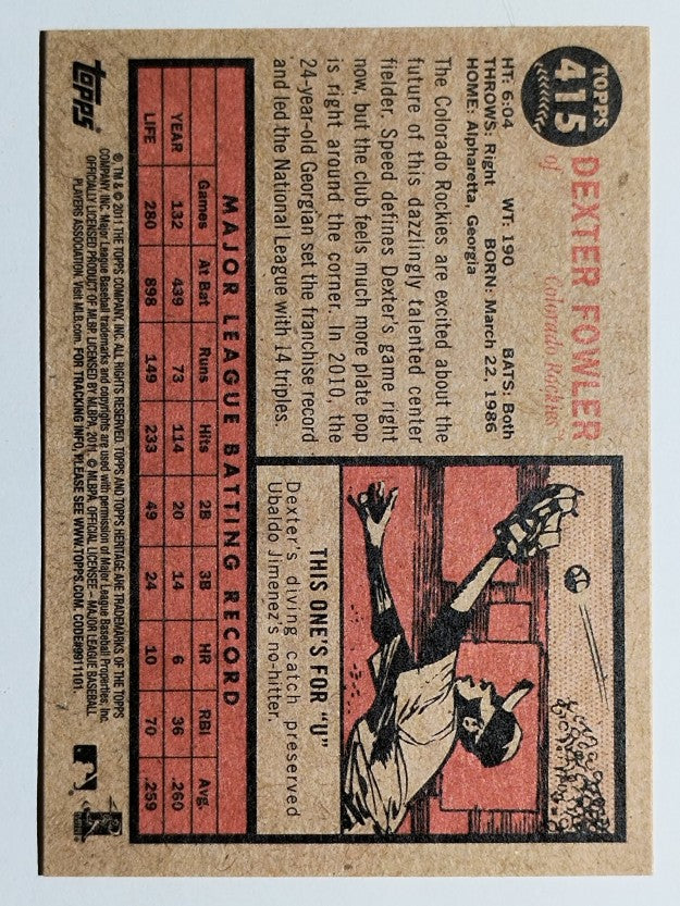 2011 Topps Heritage #415 Dexter Fowler