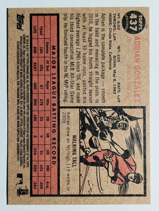2011 Topps Heritage #437 Adrian Gonzalez SP