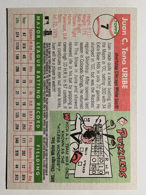 2004 Topps Heritage #7 Juan Uribe