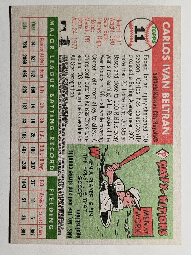 2004 Topps Heritage #11 Carlos Beltran