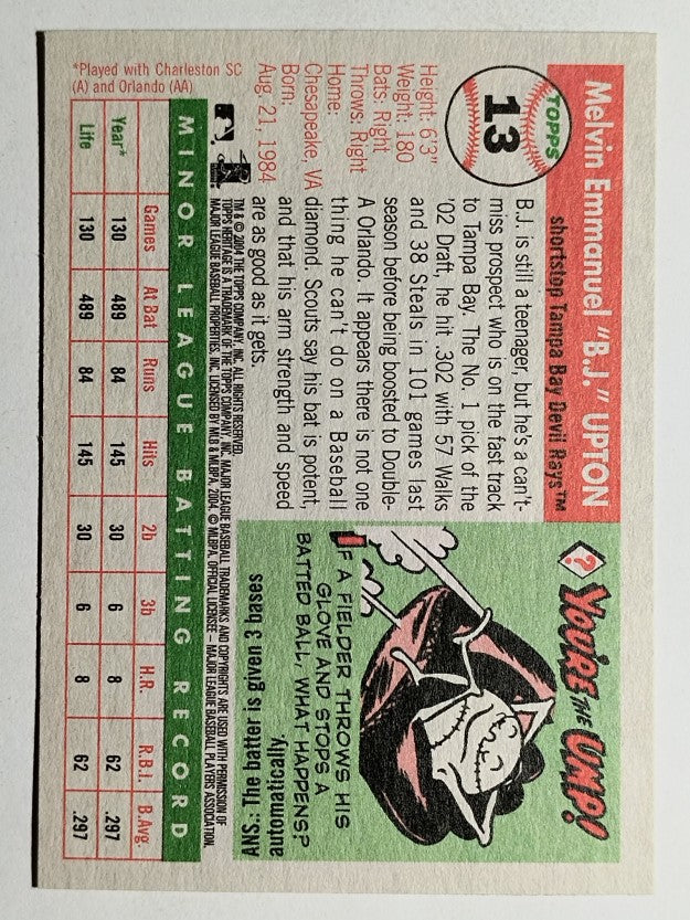 2004 Topps Heritage #13 B.J. Upton