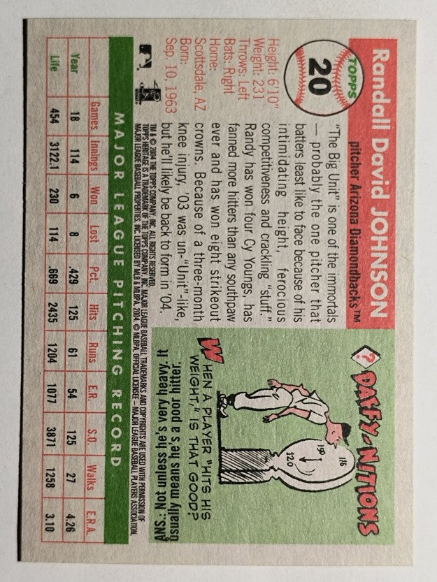 2004 Topps Heritage #20 Randy Johnson