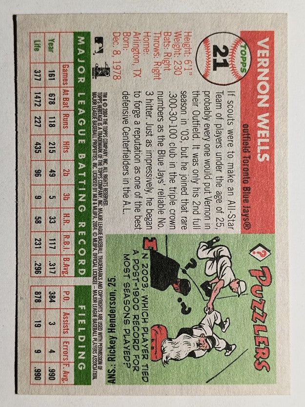 2004 Topps Heritage #21 Vernon Wells