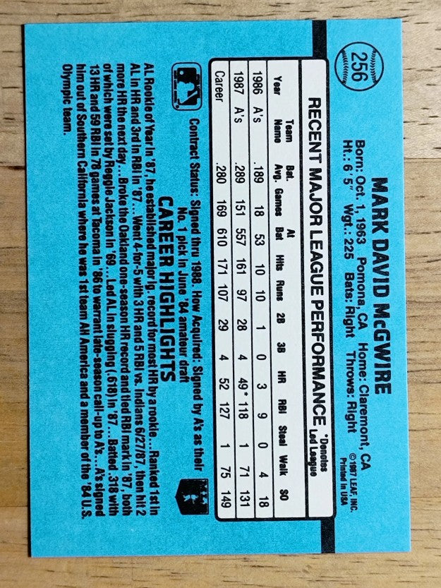 1988 Donruss #256 Mark McGwire