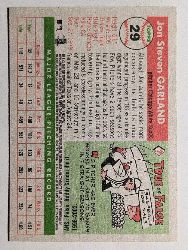 2004 Topps Heritage #29 Jon Garland