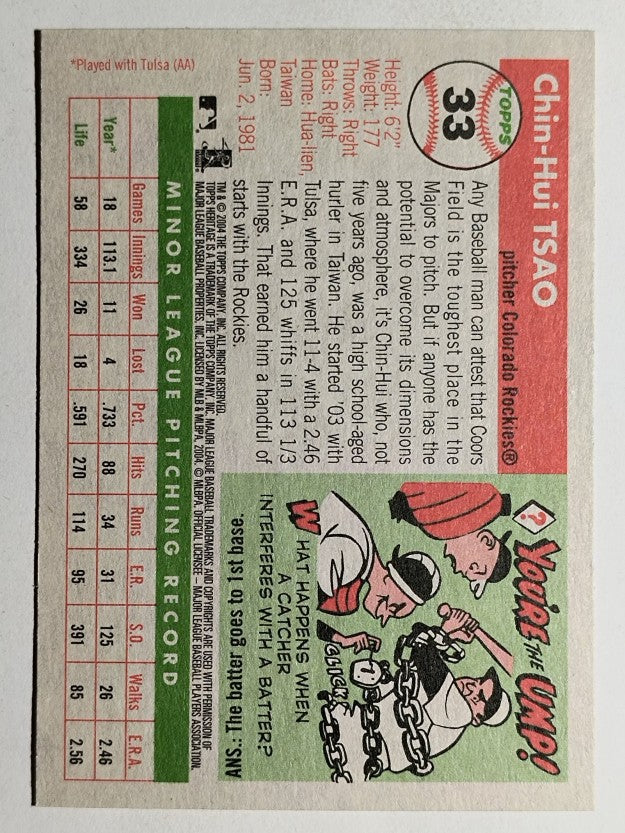 2004 Topps Heritage #33 Chin-Hui Tsao