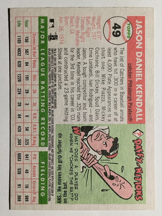 2004 Topps Heritage #49A Jason Kendall New Logo