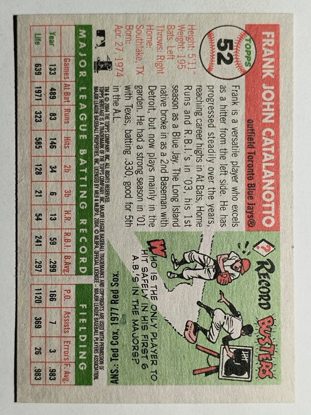 2004 Topps Heritage #52 Frank Catalanotto