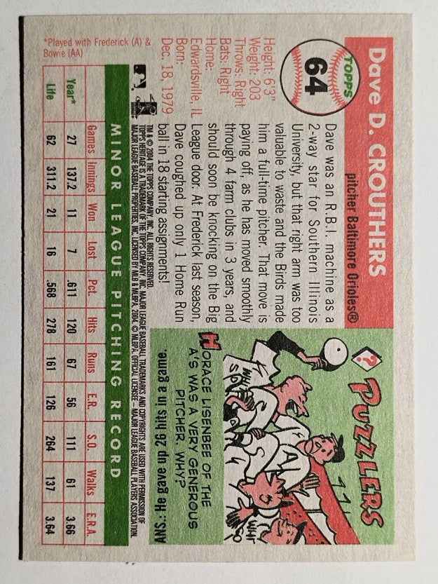 2004 Topps Heritage #64 Dave Crouthers RC