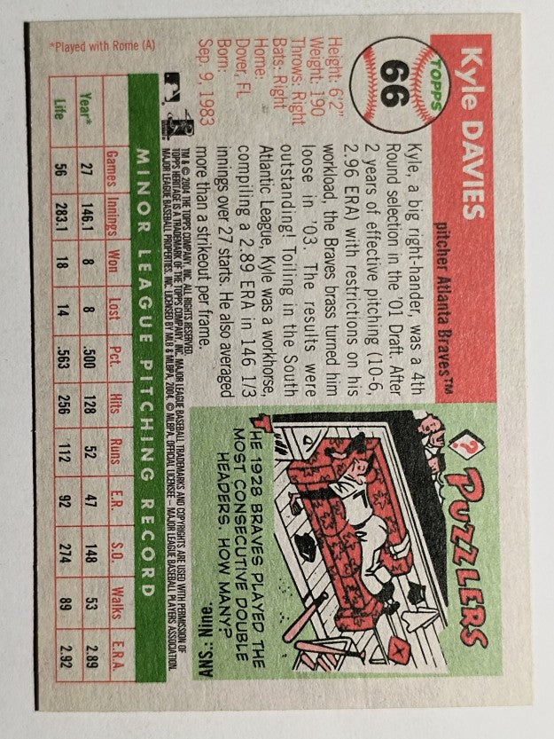 2004 Topps Heritage #66 Kyle Davies RC