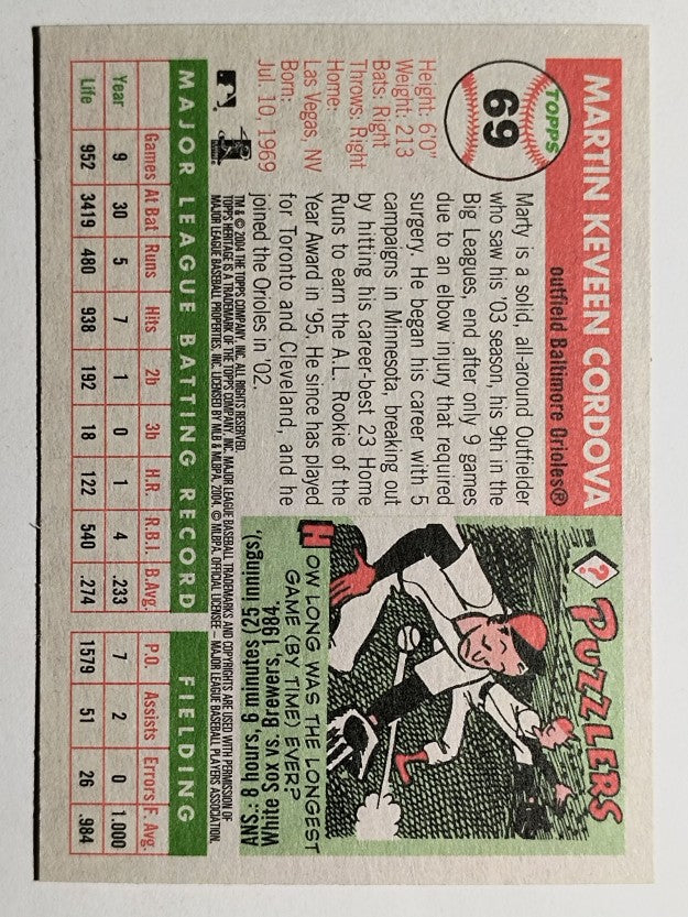 2004 Topps Heritage #69 Marty Cordova