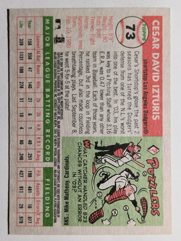 2004 Topps Heritage #73 Cesar Izturis