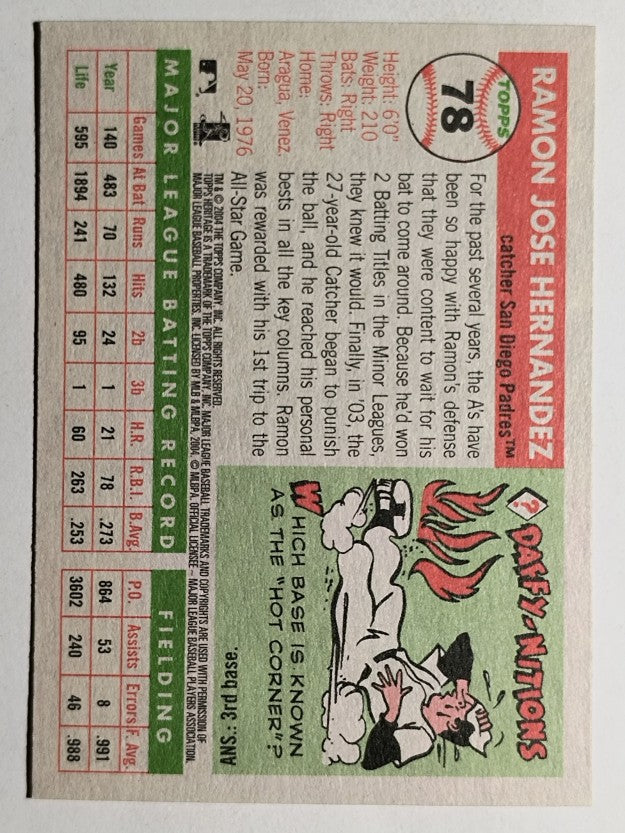 2004 Topps Heritage #78 Ramon Hernandez