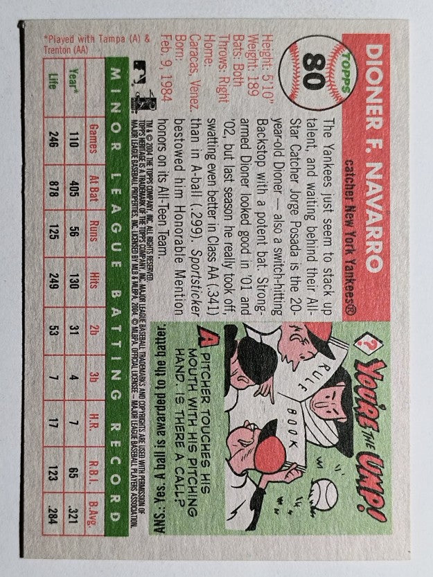 2004 Topps Heritage #80 Dioner Navarro RC