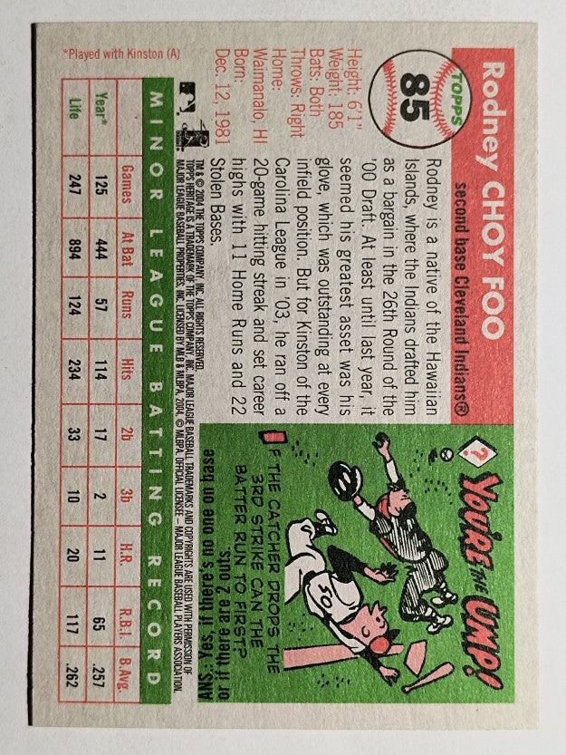 2004 Topps Heritage #85A Rodney Choy Foo New Logo RC
