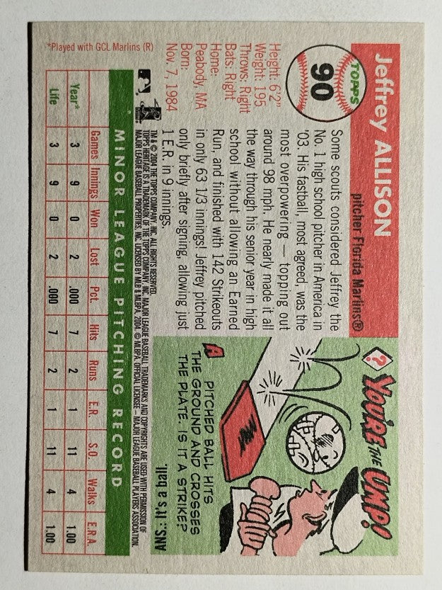 2004 Topps Heritage #90 Jeffrey Allison RC