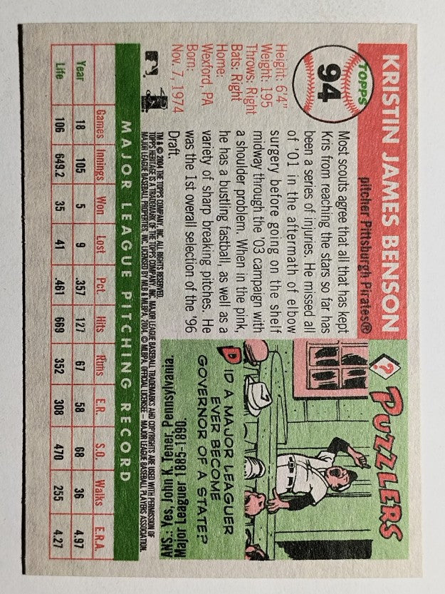 2004 Topps Heritage #94 Kris Benson