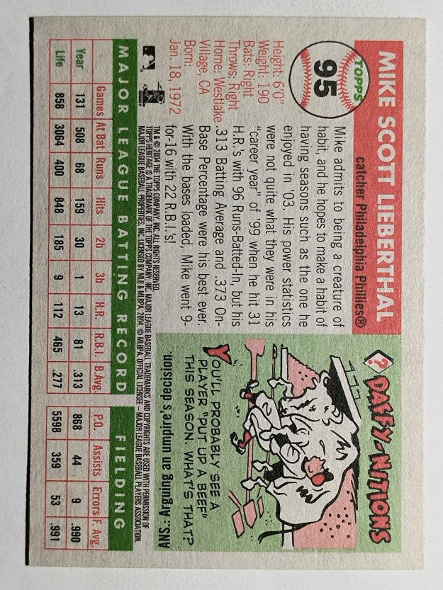2004 Topps Heritage #95 Mike Lieberthal