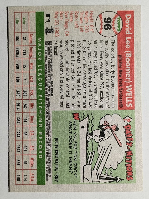 2004 Topps Heritage #96 David Wells