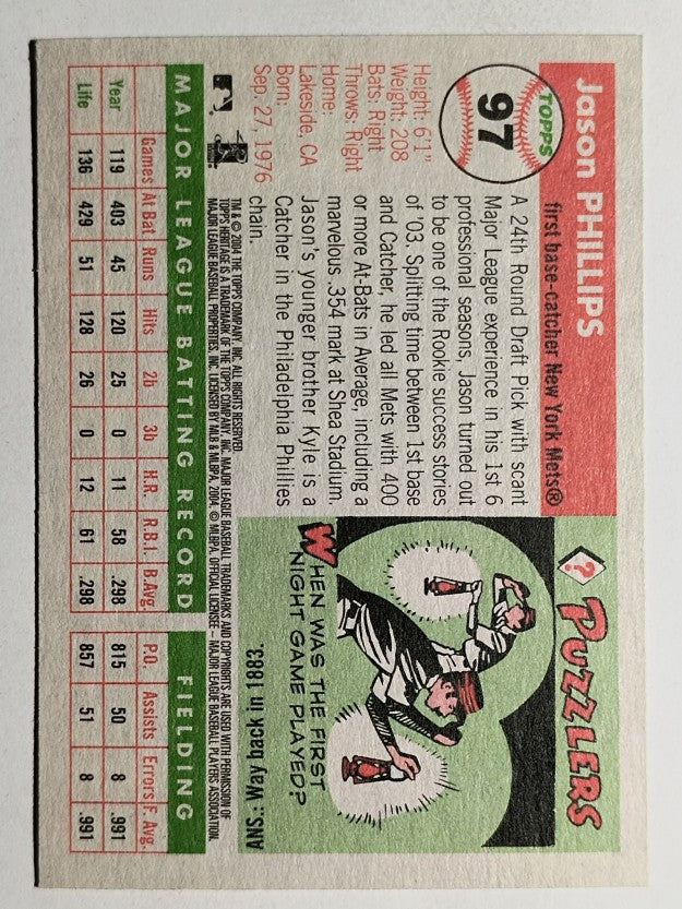2004 Topps Heritage #97 Jason Phillips