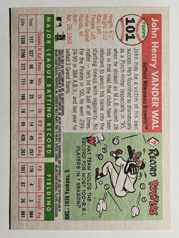 2004 Topps Heritage #101 John Vander Wal