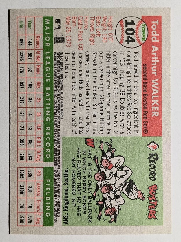 2004 Topps Heritage #104 Todd Walker