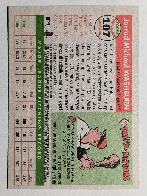 2004 Topps Heritage #107 Jarrod Washburn
