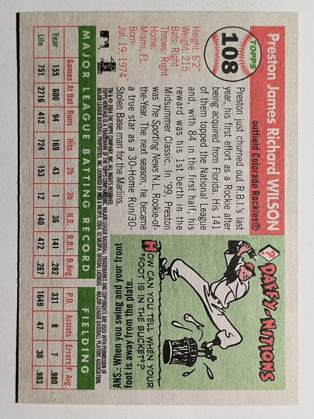 2004 Topps Heritage #108 Preston Wilson