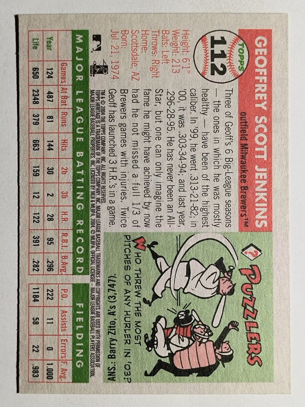 2004 Topps Heritage #112 Geoff Jenkins