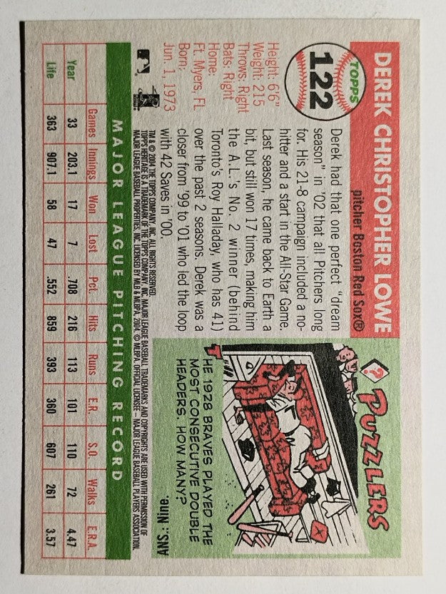 2004 Topps Heritage #122 Derek Lowe