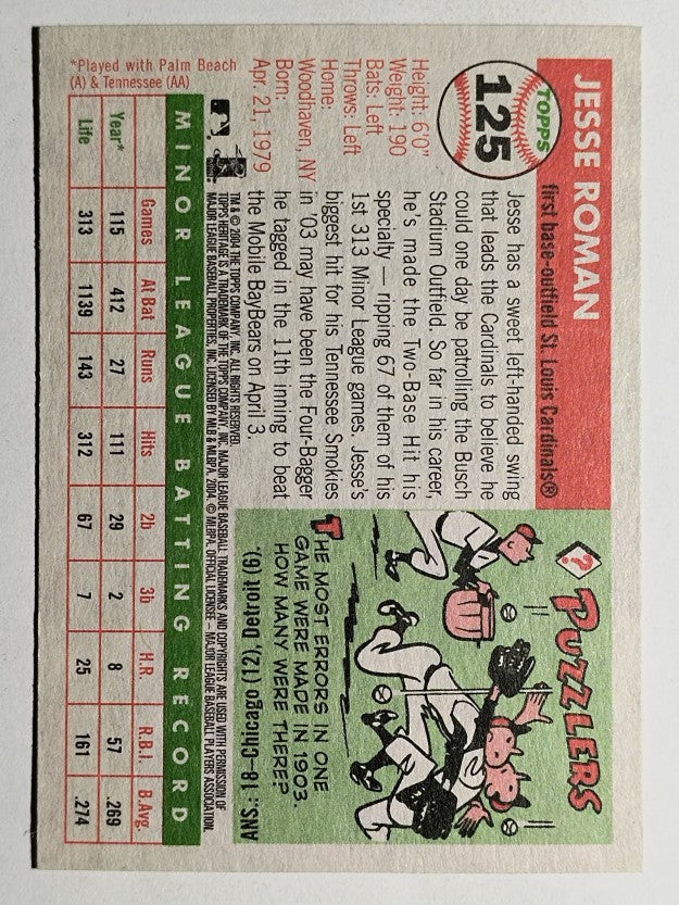 2004 Topps Heritage #125 Jesse Roman RC