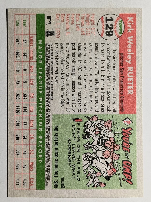 2004 Topps Heritage #129 Kirk Rueter