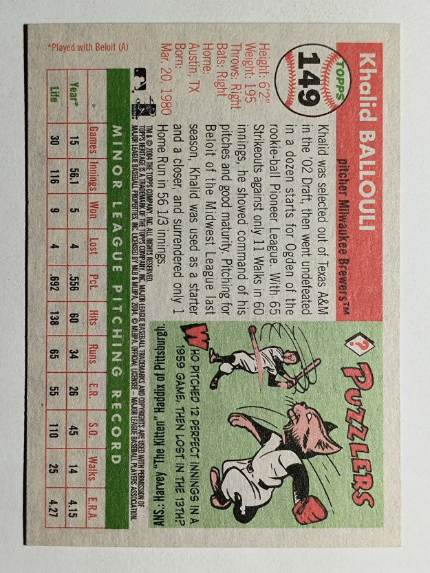 2004 Topps Heritage #149 Khalid Ballouli RC