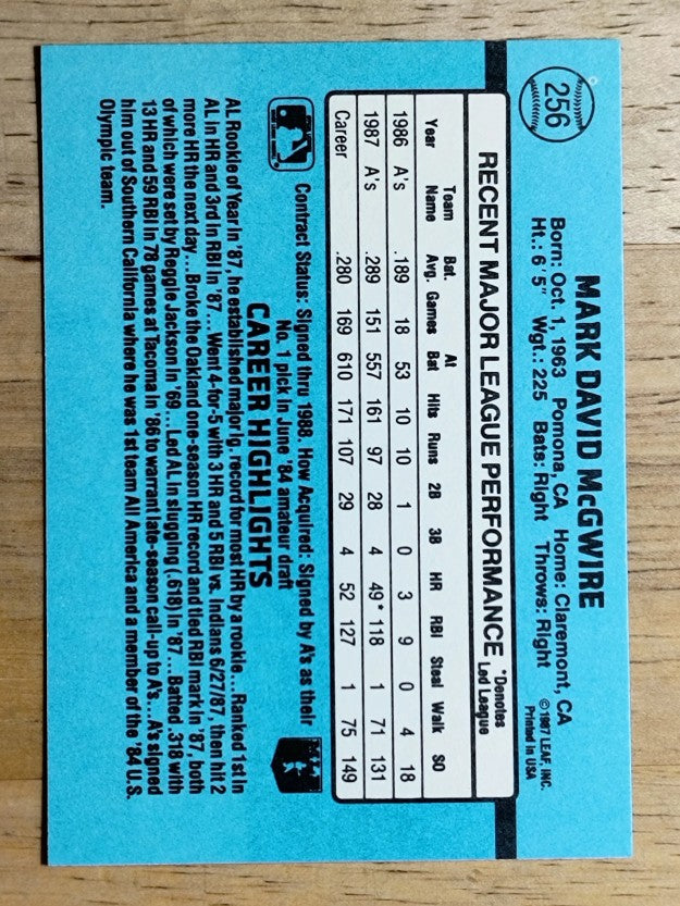 1988 Donruss #256 Mark McGwire