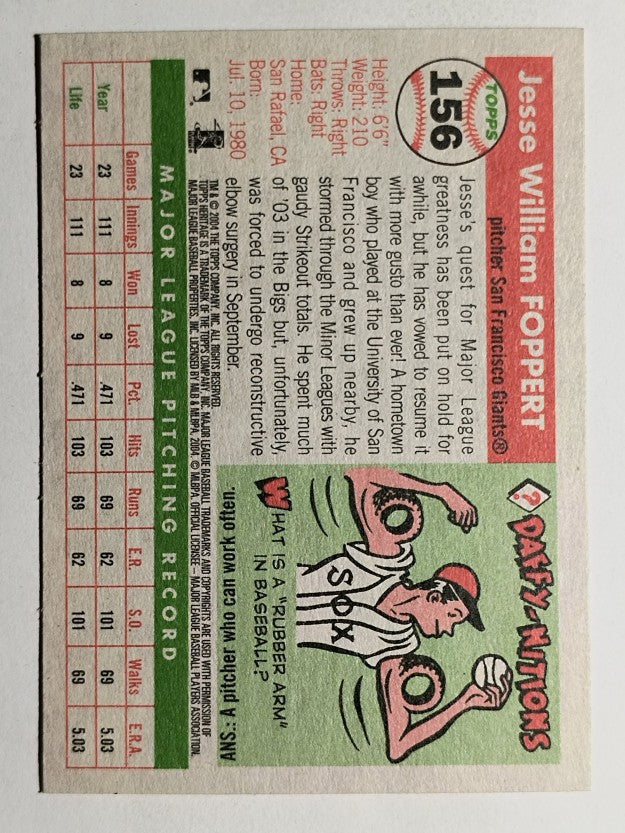 2004 Topps Heritage #156 Jesse Foppert