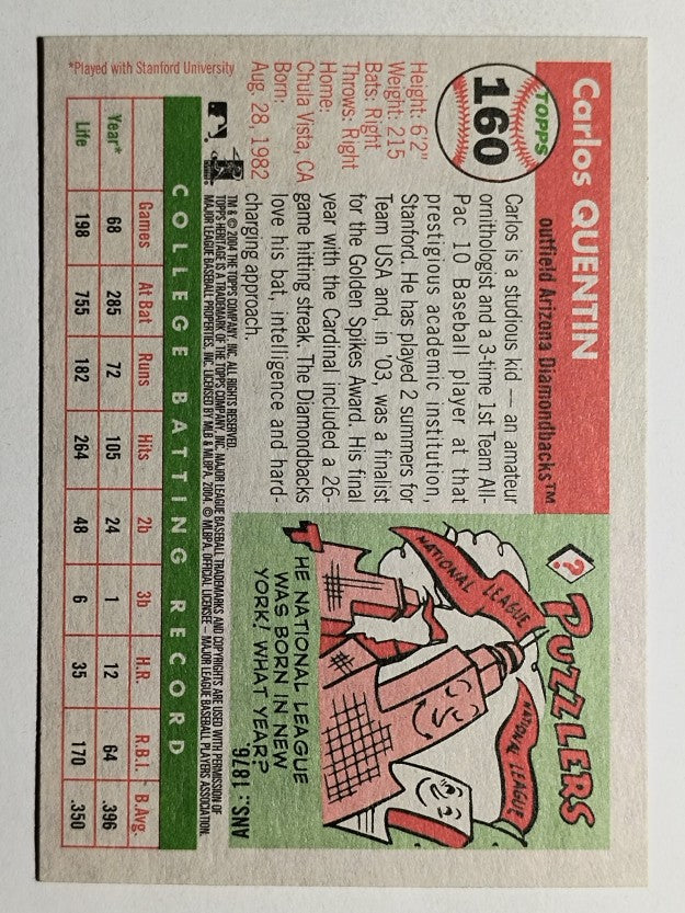 2004 Topps Heritage #160 Carlos Quentin RC