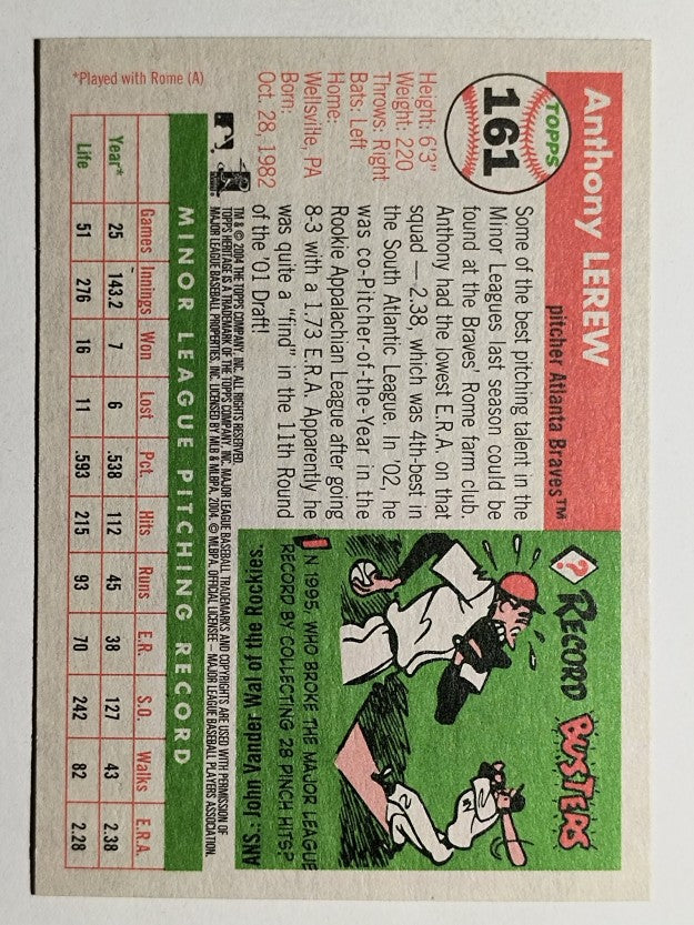 2004 Topps Heritage #161 Anthony Lerew RC