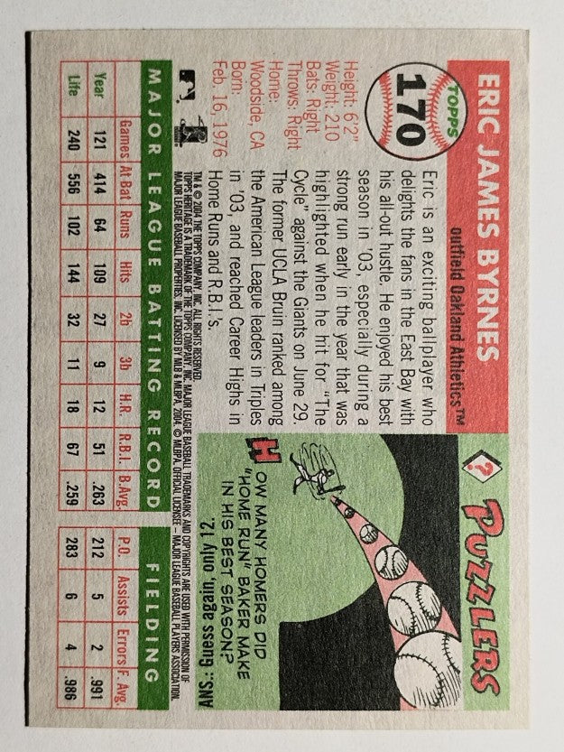 2004 Topps Heritage #170 Eric Byrnes