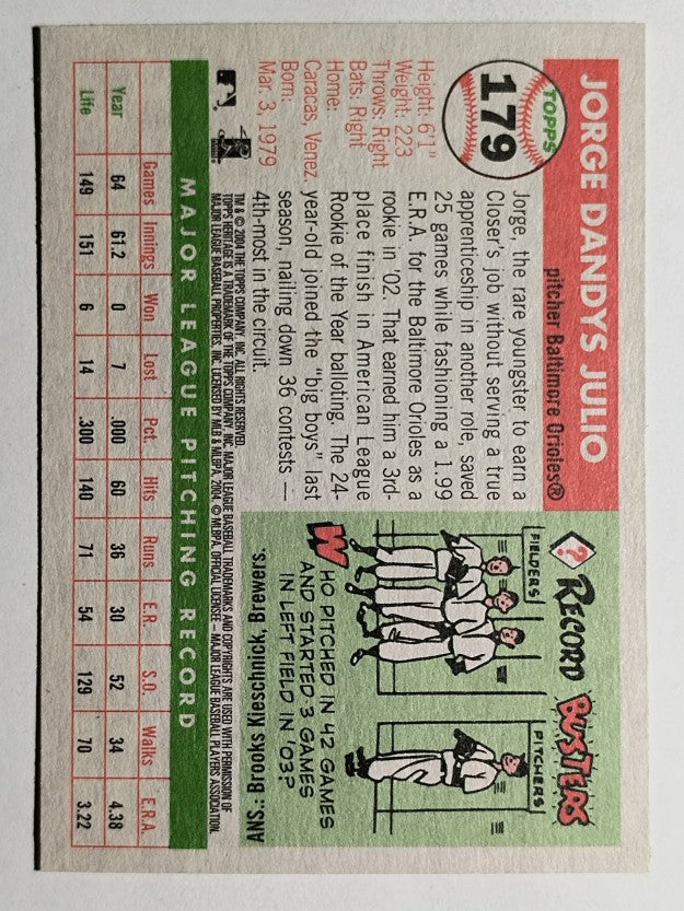 2004 Topps Heritage #179 Jorge Julio